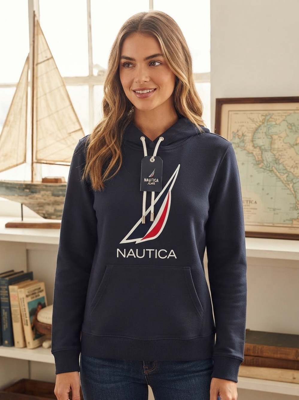 Nautica Women’s Navy Logo Hoodie NWT